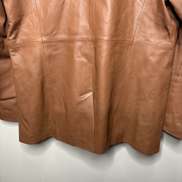 Lewit Leather Blazer Jacket Women's Size 1 Brown Single Button - Picture 14 of 16